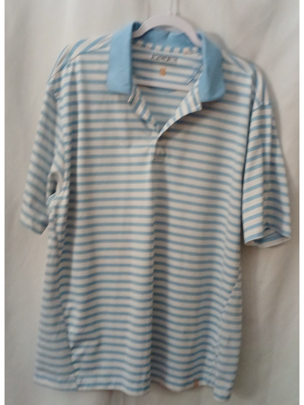 Vintage Men's Polo Shirt Blue Stripes Golf Y2K Retro Country Club Oversized**